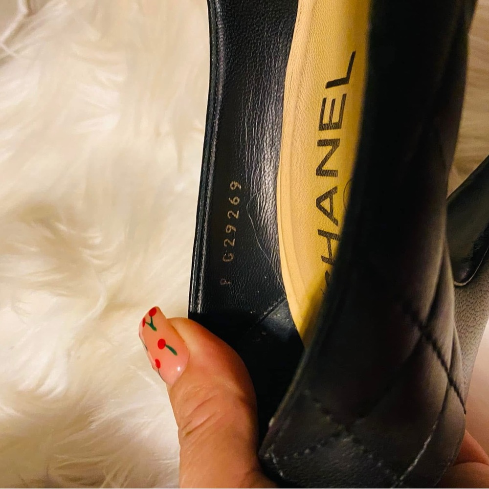 Chanel Black Quilted Women's Heels s - Picture 3 of 5